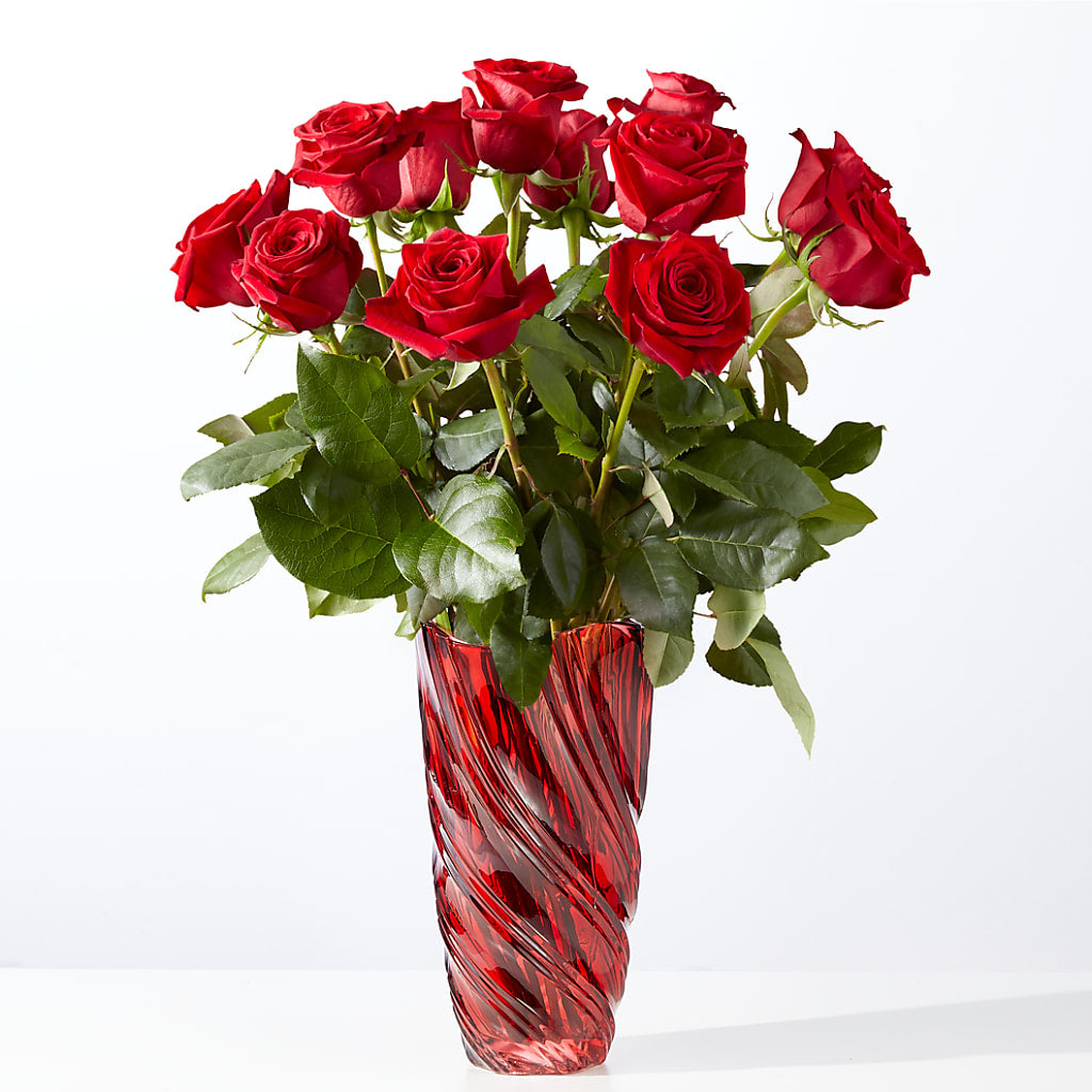 Classic Love Red Rose Bouquet with Luxe Swirl Vase – Sanford Floral Marketing, Sanford FL
