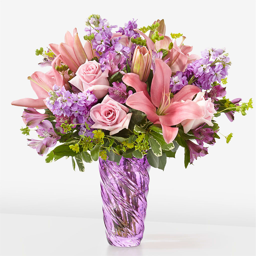 Precious Petals Bouquet with Luxe Swirl Vase – Sanford Floral Marketing, Sanford FL