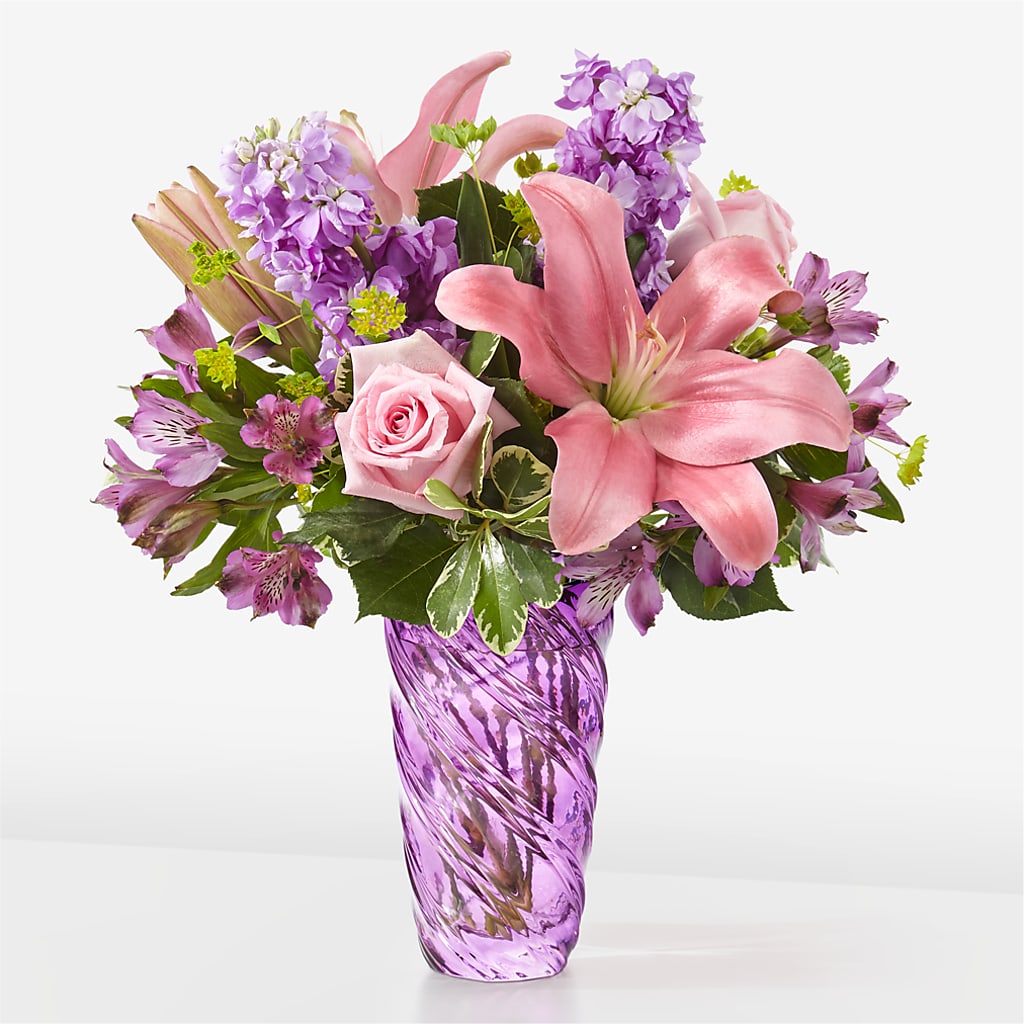 Precious Petals Bouquet with Luxe Swirl Vase – Sanford Floral Marketing, Sanford FL