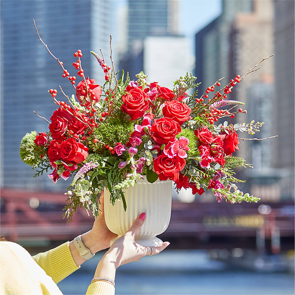 Big Red Bow Bouquet –  Sanford Floral Marketing, Sanford FL