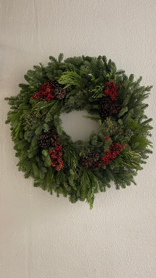 Natural Christmas Wreath - Includes Ornaments and Decor