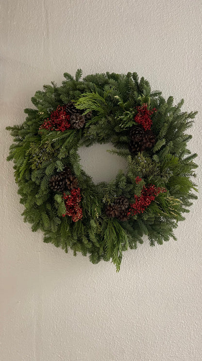 Natural Christmas Wreath - Includes Ornaments and Decor –  Sanford Floral Marketing, Sanford FL