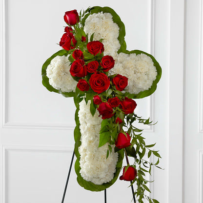 Floral Cross Easel –  Sanford Floral Marketing, Sanford FL