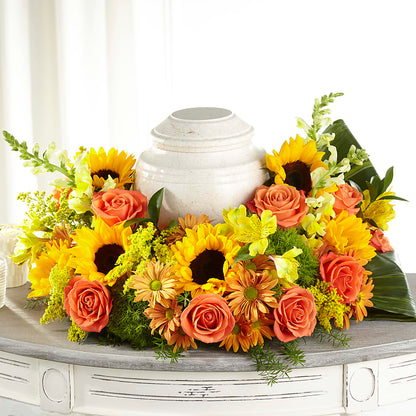 Faithful Sunflower Cremation Adornment –  Sanford Floral Marketing, Sanford FL