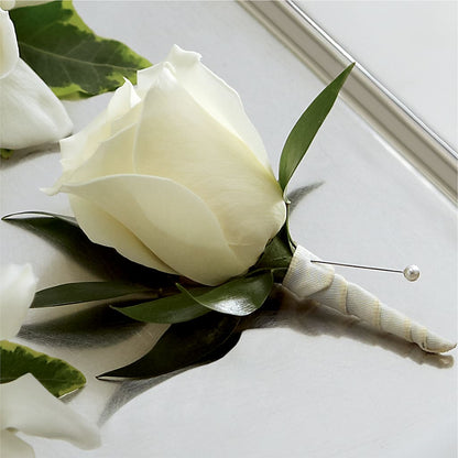 White Rose Boutonniere –  Sanford Floral Marketing, Sanford FL
