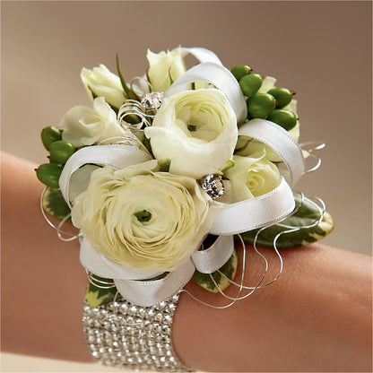 White Wedding Corsage –  Sanford Floral Marketing, Sanford FL
